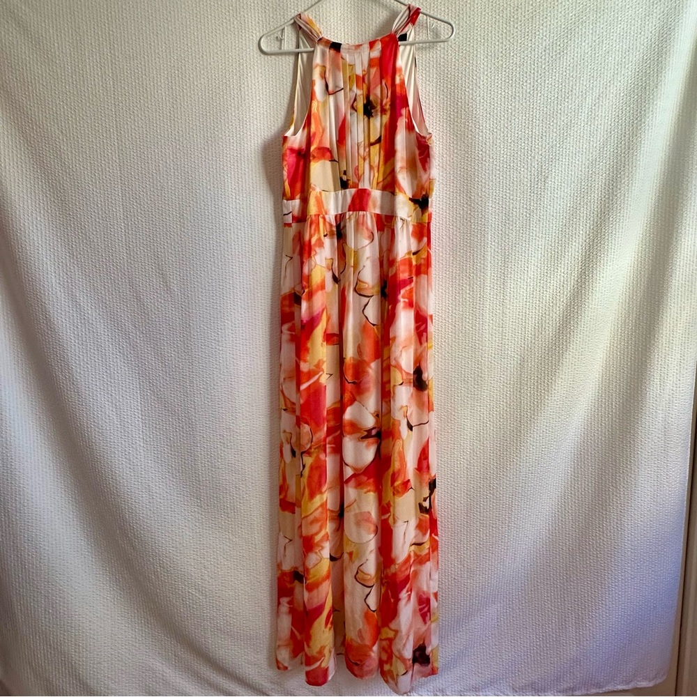 Nine West Watercolor Floral Halter Maxi Dress Women’s Size 10 NWT Sleeveless
